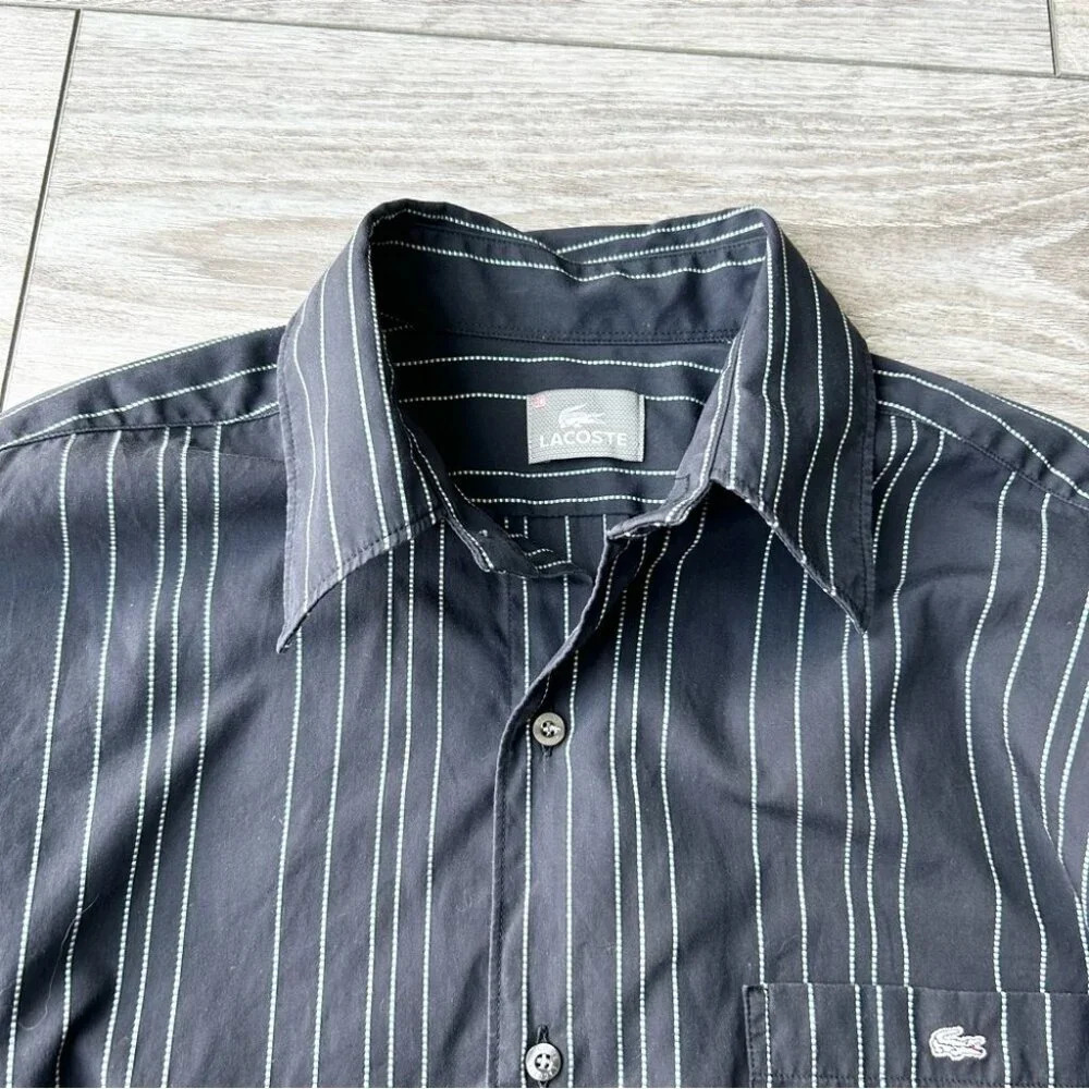 Lacoste Striped Black Button Down Shirt - Picture 4 of 15